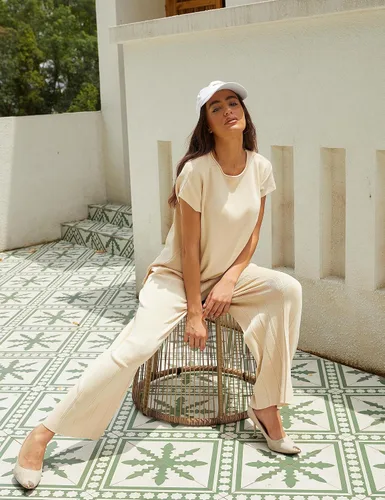 Vista 4 de Conjuntos de 2 piezas para mujer, conjuntos de suéter, chaleco de punto, pantalones de cintura elástica