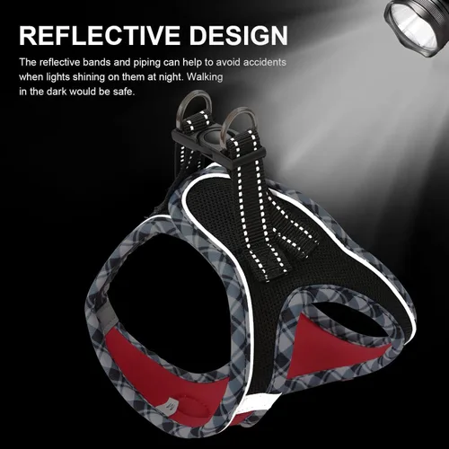 Vista 4 de Hipubby Juego de arnés para perro, tamaño pequeño y correa, chaleco de malla suave sin tirones, arnés reflectante transpirable ligero para mascotas