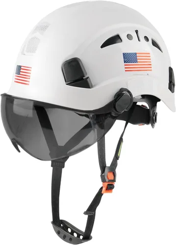 GREEN DEVIL Casco de Seguridad Casco Duro con Visera Correa de Barbilla Ajustable Ligero Ventilado ABS Casco de Trabajo para Hombres y Mujeres