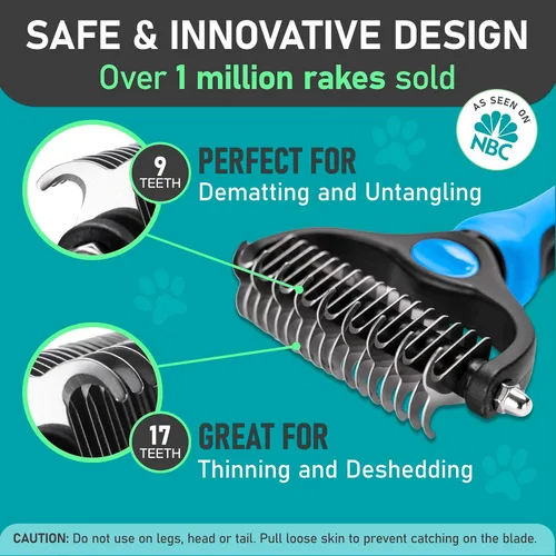 Vista 3 de Maxpower Planet Rastrillo para Perros y Cepillo de Pelo de Perro - Remueve Suavemente el Subpelo Suelto, Nudos y Enredos - Herramienta de Deslanado
