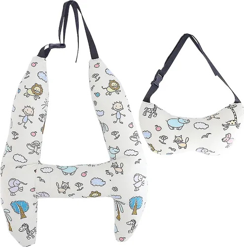 Vista 6 de Almohada de coche en forma de H para dormir, almohada de viaje portátil para asientos de automóvil de larga distancia, almohadas de viajes largos