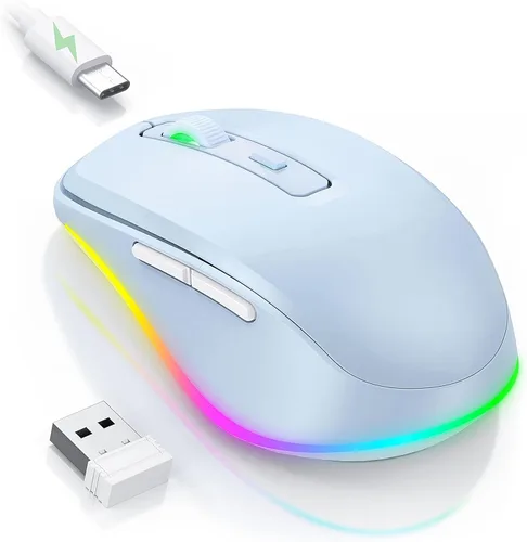 Vista 26 de PEIOUS Ratón Inalámbrico Jiggler – Ratones Inalámbricos LED con Jiggler Mover Integrado, Ratón Móvil Recargable para Computadora con Movimiento