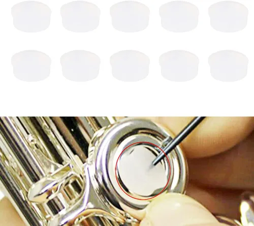 Vista 4 de Cubierta para llave de flauta, pieza de reparación de flautas de 0.276 x 0.098 in, 10 piezas de goma suave, piezas de reparación de flautas