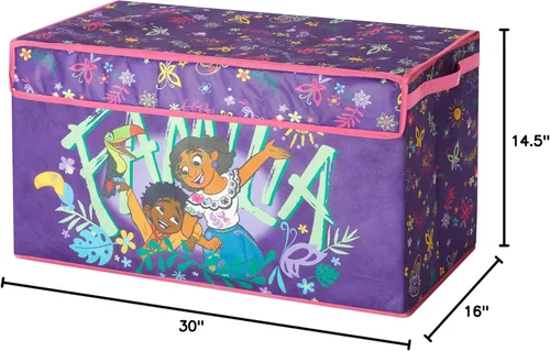 Vista 5 de Idea Nuova Disney Encanto - Baúl de almacenamiento plegable para juguetes de niños, duradero, con tapa