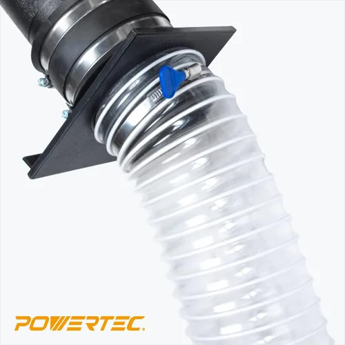 Vista 6 de POWERTEC Manguera de recogida de polvo de PVC de 2-1/2 pulgadas x 5 pies con 2 abrazaderas de manguera de acero inoxidable para sierra de mesa