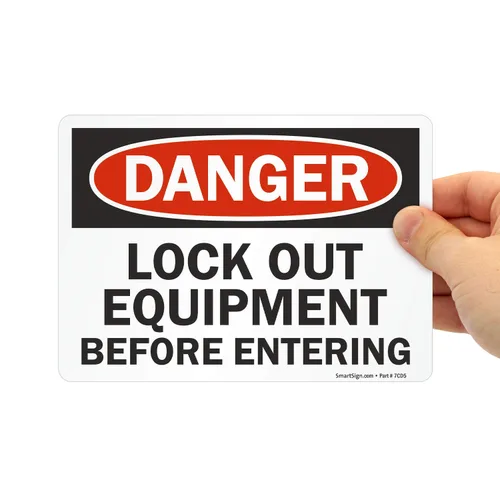 Vista 3 de SmartSign Letrero "Peligro - Bloquea el equipo antes de entrar" Aluminio reflectante 3M de 10" x 14