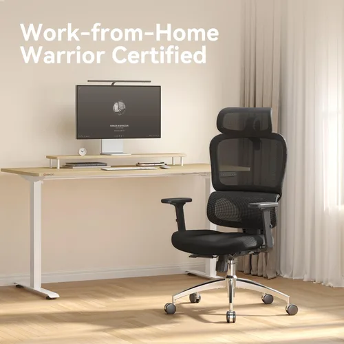 Vista 5 de SIHOO Silla de oficina ergonómica, silla de escritorio con respaldo alto, soporte lumbar, silla giratoria para computadora con reposacabezas Negro