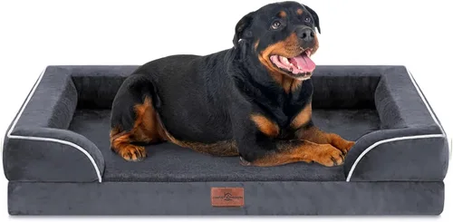 Vista 232 de Comfort Expression Cama ortopédica para perros extra grandes de 45 x 35 pulgadas, cama para mascotas XL de espuma tipo caja de huevos impermeable