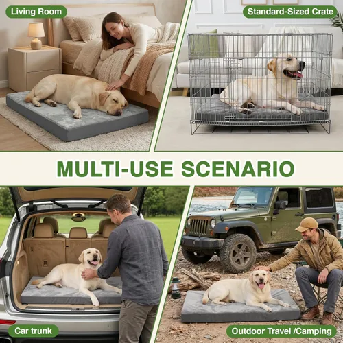 Vista 4 de Camas impermeables para perros de gran tamaño, cama ortopédica lavable para mascotas con funda extraíble reversible, cama de espuma para mascotas