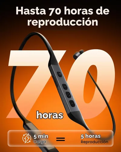 Vista 4 de Auriculares Bluetooth con banda para el cuello con auriculares inalámbricos