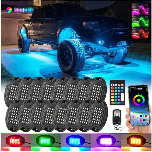 Vista 16 de 1 Cápsula de Repuesto para Cápsula Dañada para Luces de Roca LED RGB Segmentadas de 12v Luz Inferior Multicolor Impermeable de Neón para Jeep