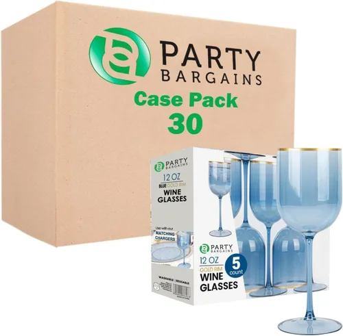 Vista 22 de PARTY BARGAINS Copas de vino de plástico desechables de 12 onzas, resistentes a las roturas, sin BPA, para bodas, eventos y entretenimiento al aire