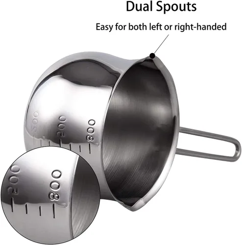 Vista 4 de TIKUSAN Cacerola de acero inoxidable para leche, hecha en Japón, calentador de mantequilla, con mango resistente al calor, olla para hornear queso