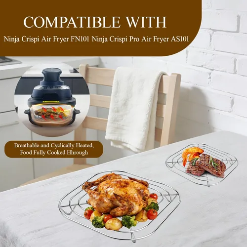 Vista 2 de Rejilla para freidora de aire Ninja Crispi para 4QT Ninja Crispi, piezas de repuesto para freidora de aire, acero inoxidable de grado alimenticio