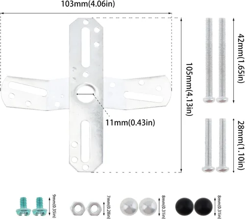 Vista 2 de RTNLIT Soporte de montaje de lámpara de 4 pulgadas, barra transversal universal de 180 grados de rotación y fija, piezas de iluminación
