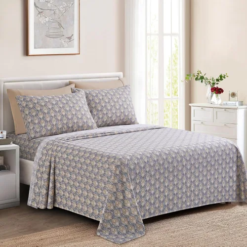 Vista 10 de Marina Decoration Ropa de cama ultra suave y sedosa con bolsillo profundo con estampado rico de rayón derivado de bambú para todas las estaciones
