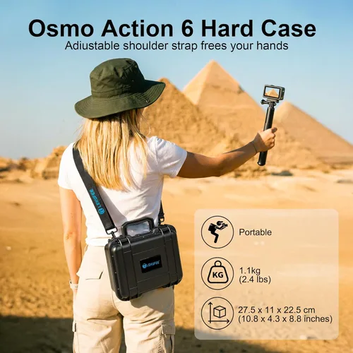 Vista 4 de Lekufee Funda rígida portátil impermeable para cámara de acción DJI Osmo Action 6/5 Pro/4/3, combo estándar, combo de aventura, más accesorios