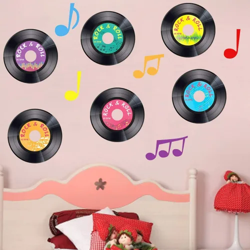 Vista 2 de Fancy Land 30 recortes de discos de los años 50 Rock and Roll Music Party Decoración de dos caras de 7 pulgadas