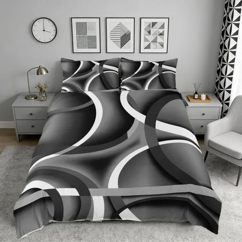 Vista 52 de Funda de edredón cuadrada azul, juego de ropa de cama de cuadrícula gris y blanca, funda de edredón moderna para decoración de habitación de niños