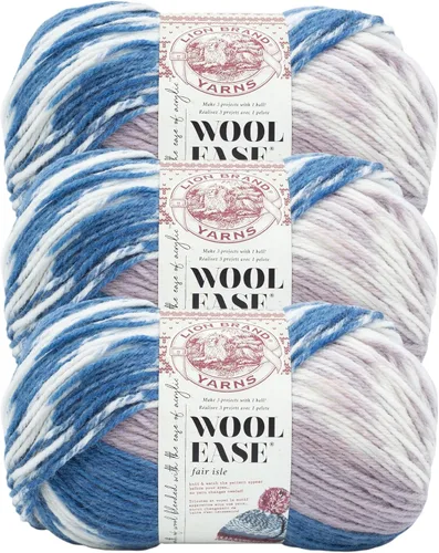 Vista 7 de Lion Brand Yarn - Ovillo de lana Wool Ease Fair Isle, hilo para tejer, color beige/oliva, 1 unidad