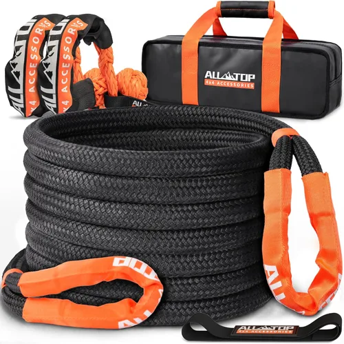 Vista 8 de Kit de recuperación cinética de ALL-TOP con 2 grilletes suaves, 21772 kg, 2.54 cm x 6.1 m, resistencia pesada con +30% de elasticidad, límite