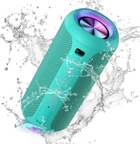 Vista 10 de Ortizan Altavoz Bluetooth portátil: IPX7 impermeable, sonido fuerte de 24 W, graves profundos, Bluetooth 5.3, luces LED, emparejamiento estéreo