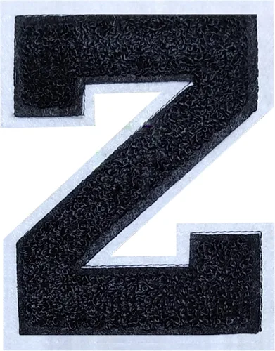 Vista 72 de 2 parches de letras de felpilla termo-adhesivas de 2.5", parches de letras universitarias de punto de felpilla para ropa (negro/blanco 2-1/2, S)