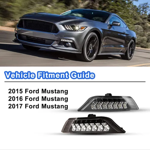 Vista 4 de ROXX Conjunto de señal de giro DRL LED completo para Ford Mustang 2015 2016 2017, luces antiniebla LED Mustang con luces de circulación diurna