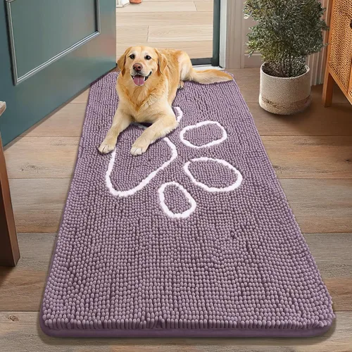 Vista 129 de Smiry Tapete para puerta de perro para patas fangosas, absorbente que atrapa la suciedad, antideslizante, de secado rápido, lavable, tapete