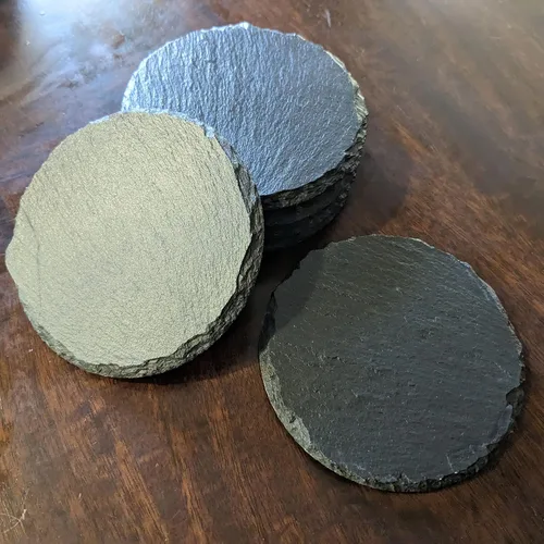 Vista 6 de Rustic Slate Coasters Set of 4 - South Carolina Design with Flower for Holidays, Birthdays, Housewarming - 4" Round or Square - Made in Oregon, USA