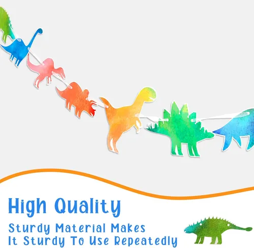 Vista 3 de 4 piezas de pancarta de dinosaurio de acuarela guirnalda de dinosaurios decoraciones de fiesta para fiesta de cumpleaños temática de dinosaurios