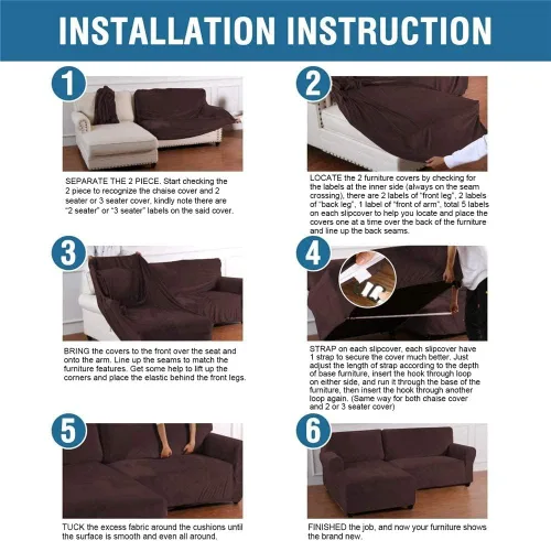 Vista 7 de Fundas de sofá de lujo en forma de L, 2 piezas, fundas elásticas de terciopelo para sofá esquinero con correas en la parte inferior para sala