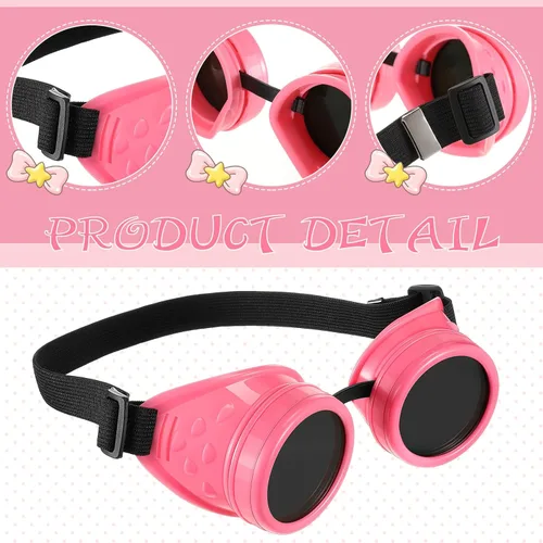 Vista 3 de 2 diademas de orejas de perro de Halloween y gafas steampunk rosadas, accesorios de cosplay con temática de cachorro, disfraz de bricolaje