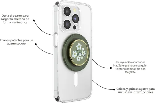 Vista 2 de PopSockets Agarre para móvil para MagSafe con soporte con patas, soporte magnético, parte superior intercambiable, sujeción segura para fundas