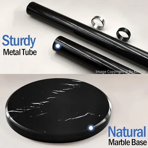 Vista 5 de Kertnic Perchero moderno independiente con base de mármol natural y marco de metal resistente, 11 ganchos árbol de vestíbulo para chaquetas