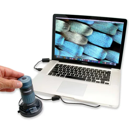 Vista 2 de Carson zPix 300 Zoom 90x-480x Power USB Microscopio digital con cámara integrada y captura de video (MM-940)