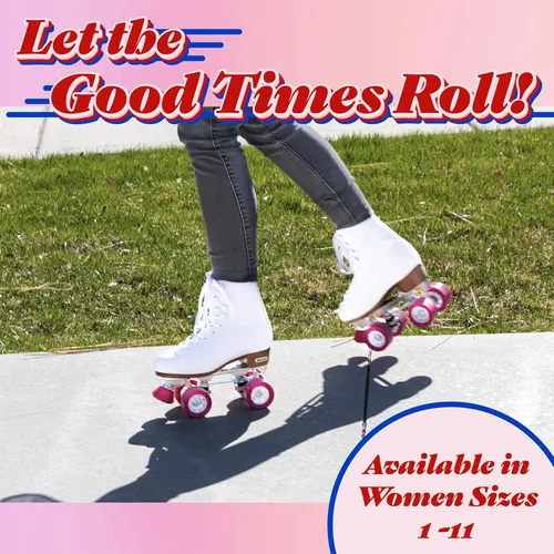 Vista 5 de CHICAGO Skates Premium White Quad Roller Skates for Girls Beginners Classic Adjustable High-Top Design for Indoor or Outdoor Skates and Roller Derby