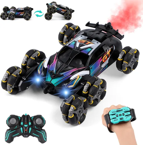 Genial auto de acrobacias RC con control de gestos de 6 ruedas, escalada de doble cara con música y aerosol, niños y niñas de 6, 7, 8 a 12, 13 y 14