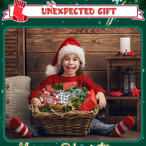 Vista 5 de Cholemy 96 cajas de regalo de Navidad de cartón 3D, cajas de regalo a cuadros de Navidad, cajas de papel de galletas de Navidad, cajas de dulces