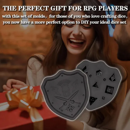 Vista 7 de DND - Molde de dados para fundición de resina, moldes de dados de silicona D&D de borde afilado con kit de 36 piezas de fabricación de dados, moldes