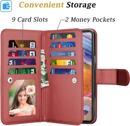 Vista 2 de Takfox - Funda para LG Stylo 6, funda tipo cartera para LG Stylo 6, de piel sintética, para tarjetas de crédito, con función atril, desmontable