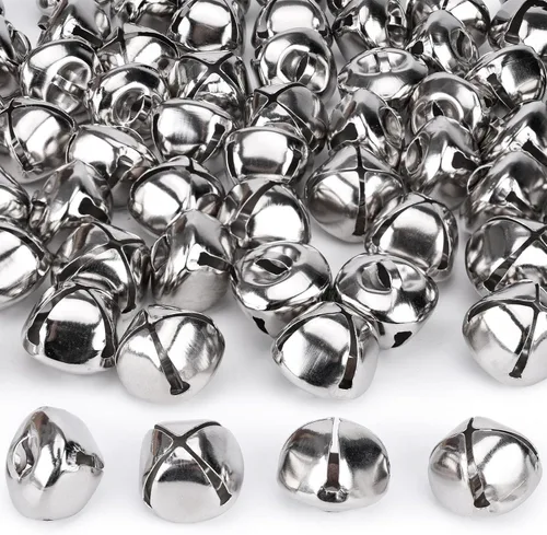 MCPINKY 300 PIEZAS Cascabeles a Granel, Cascabeles de Manualidades de 1 Pulgada para Manualidades DIY, Decoración Navideña y del Hogar, Plateado |