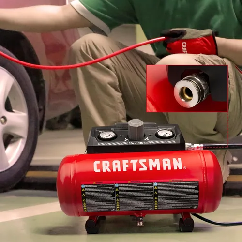 Vista 2 de Craftsman Air Compressor 1.5 Gallon Portable, 3/4 HP, 1.5 CFM@90PSI, Max 125 PSI, Oil Free, Lightweight Air Compressor for DIY Workshop, Small