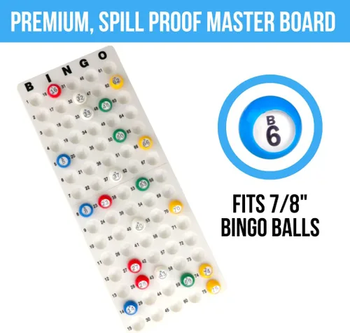 Vista 9 de Regal Bingo - Juego de Bingo Profesional con Jaula de Rueda de 11 Pulgadas, 75 Bolas de Bingo, Tablero Maestro, 18 Tarjetas de Bingo y 25 Tarjetas