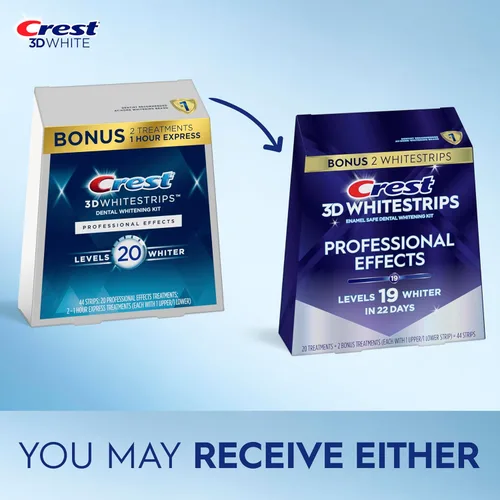 Vista 13 de Crest 3D Whitestrips Efectos Profesionales – Kit de Blanqueamiento Dental, 22 Tratamientos (20 + 2 de Regalo), Cada uno con 1 Superior/1 Inferior