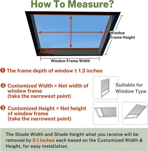 Vista 7 de MiLin Persianas opacas sin cordones para ventanas de techo, planos, diseño actualizado, muy fácil de instalar (100% negro opaco)