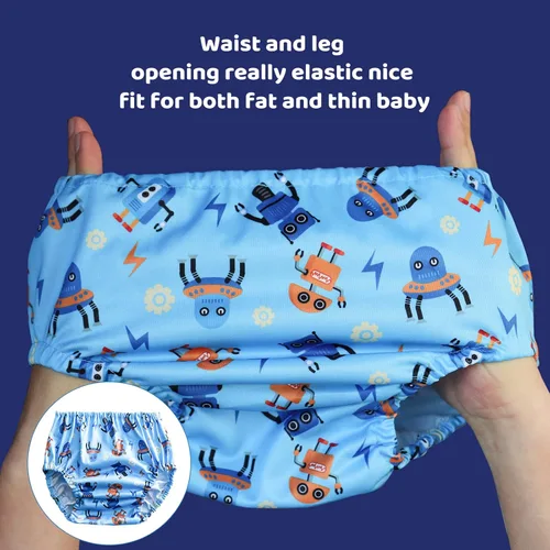 Vista 2 de BISENKID Paquete de 6 fundas impermeables de plástico para ropa interior para entrenamiento de orinal y buen elástico para ropa interior de plástico