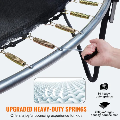 Vista 3 de Vevor Trampolín de 12, 10 y 14 pies con red de cierre, escalera y poste curvo, trampolín resistente con alfombrilla de salto y acolchado de cubierta