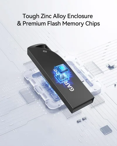 Vista 5 de Unidad Flash USB de 8GB, Paquete de 5 Memoria USB Stick de Metal Impermeable Delgada USB 2.0 Unidad Flash, Unidad Portátil Thumb Drive Pen Drive