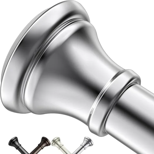 Vista 7 de Black Tension Shower Curtain Rod – Adjustable 18-39 Inches, Fits 20-38 Inch Spaces, No Drill Rust Resistant Spring Rod for Bathroom, Kitchen